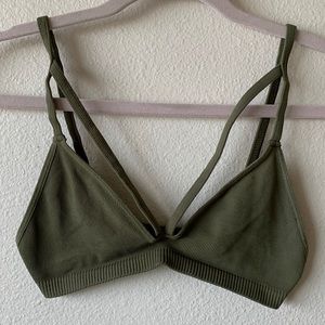 Free People Intimates bralette in olive green, size XS/S